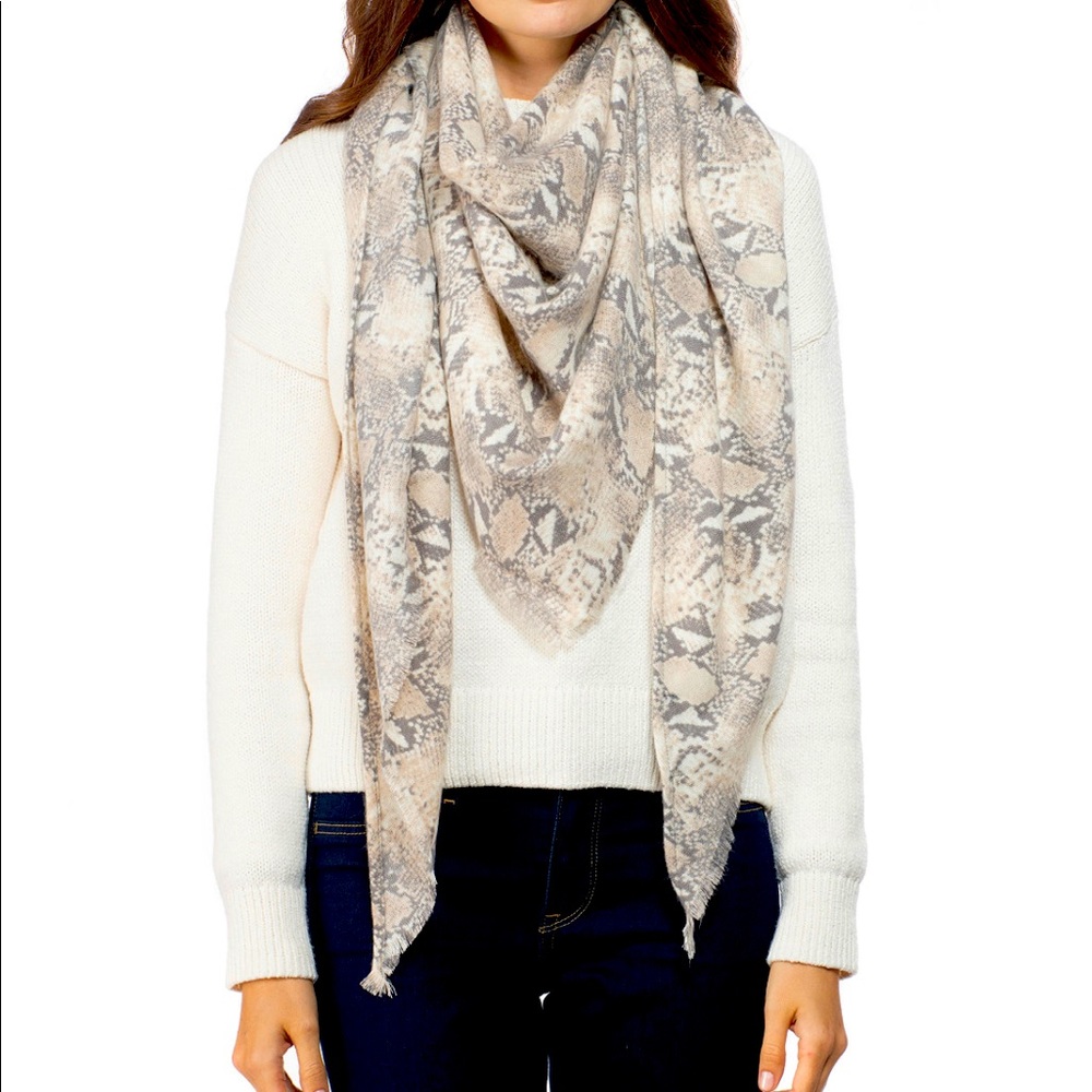 Snake Embossed Soft Triangle Scarf